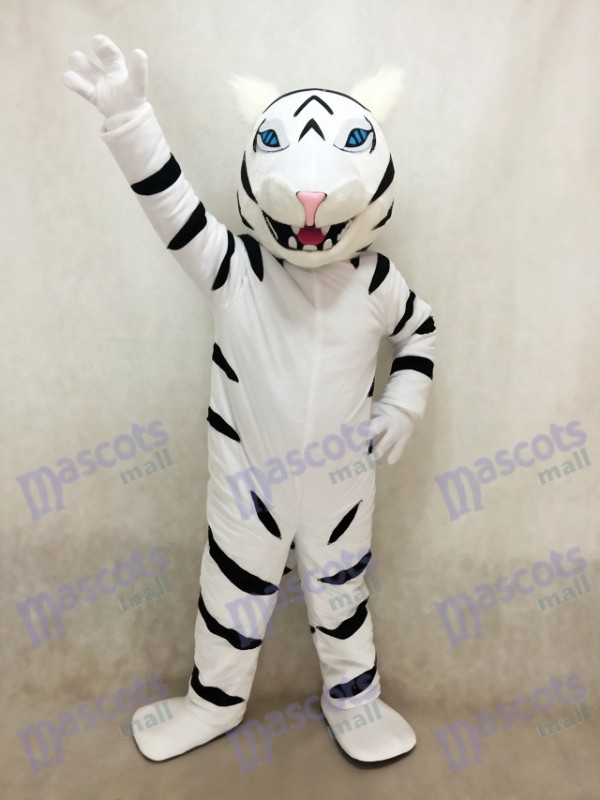 Costume de mascotte tigre albinos blanc sans barbe