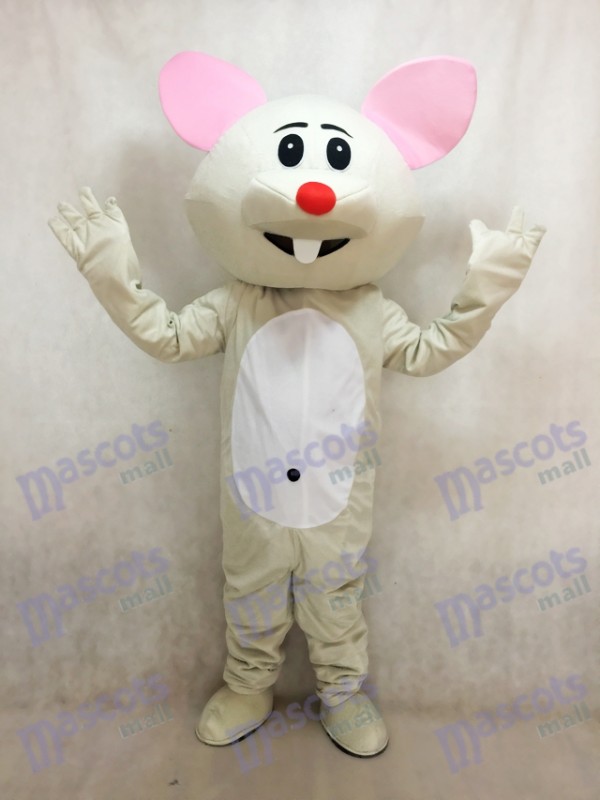 Souris grise avec costume de mascotte nez rouge Animal