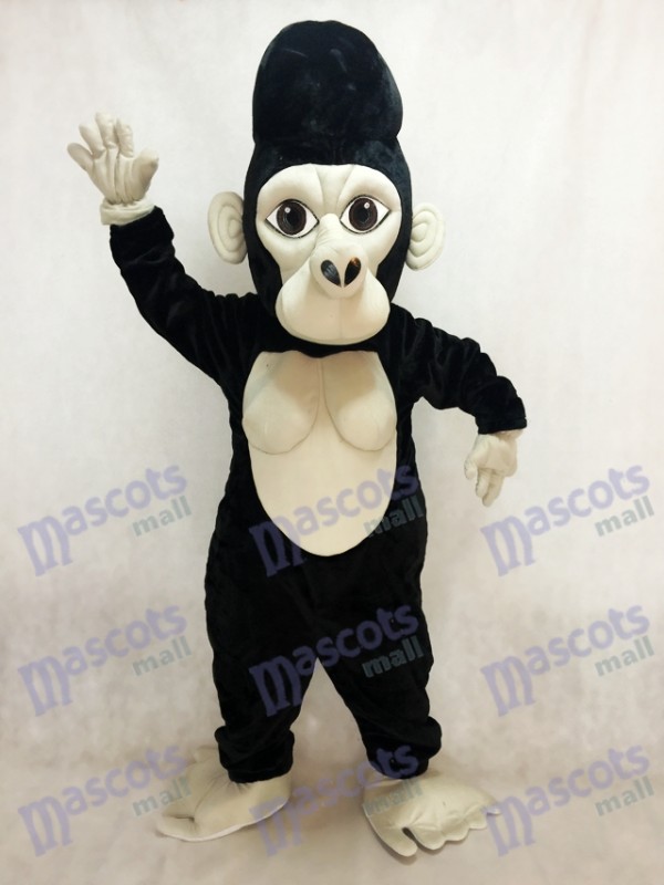 Costume de mascotte gorille à dos argenté noir