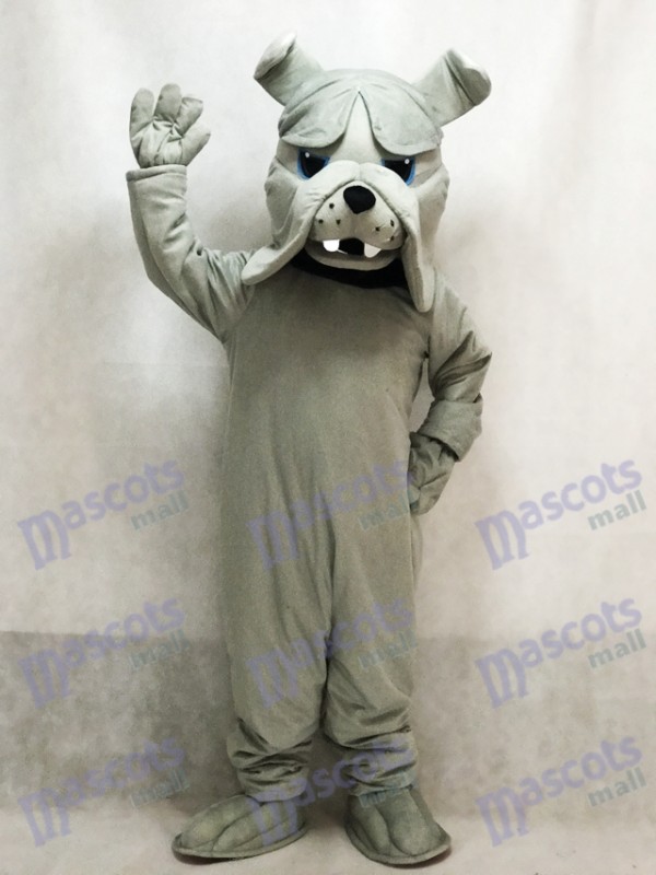 Costume de mascotte chien bulldog gris Bully