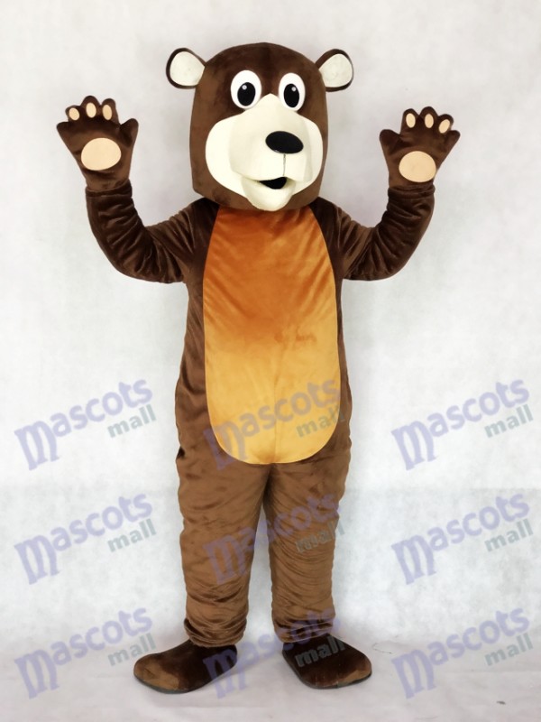Costume de mascotte de grand-père ours brun
