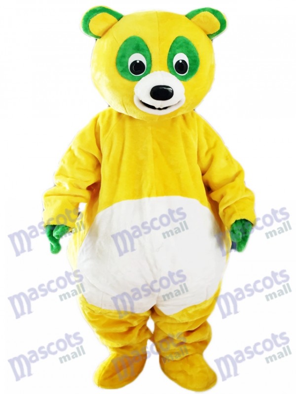 Ours jaune avec des yeux verts Costume de mascotte animal de dessin animé
