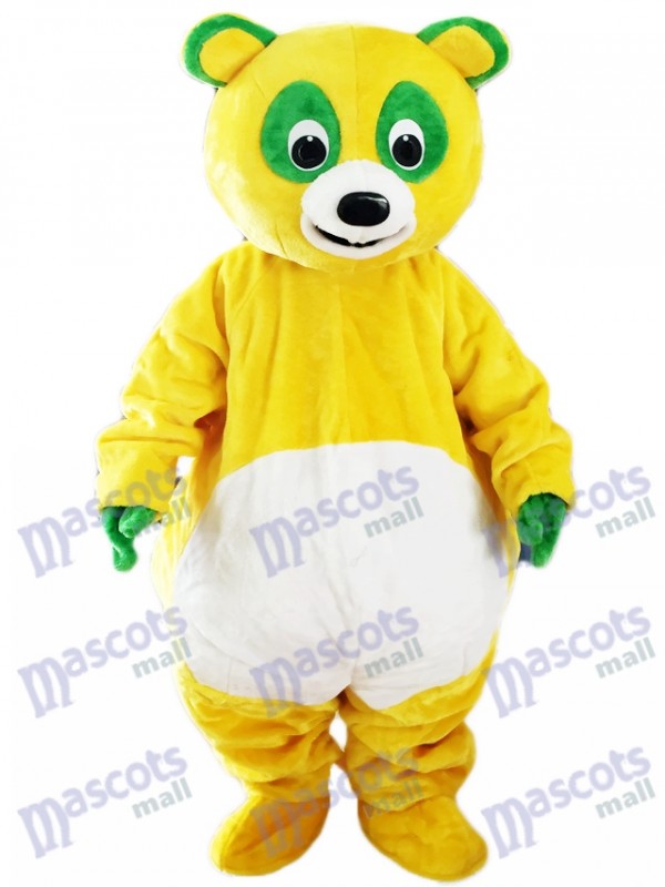 Ours jaune avec des yeux verts Costume de mascotte animal de dessin animé