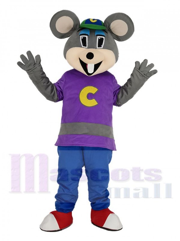 Mignon Chuck E. Cheese Souris avec Vert Chapeau Mascotte Costume