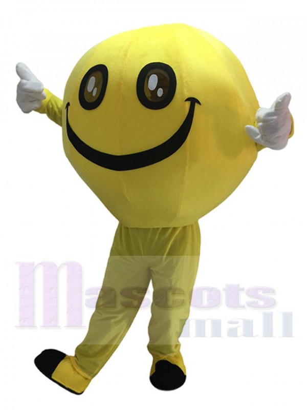 Costume Emoji Grinning heureux Smiley visage complet corps mascotte