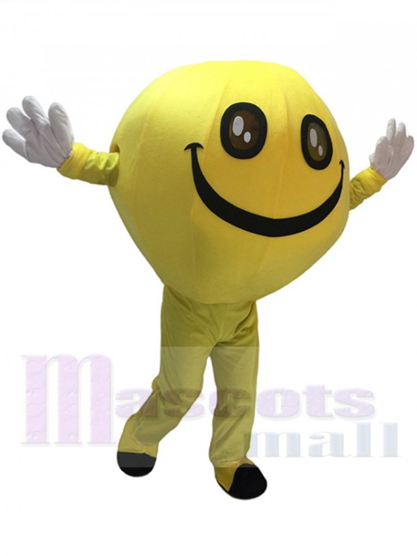 Costume Emoji Grinning heureux Smiley visage complet corps mascotte