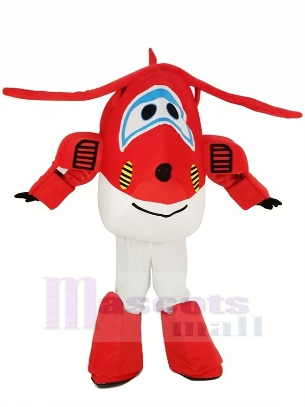 rouge Jet Airplane Jett Mascotte Costume Dessin animé