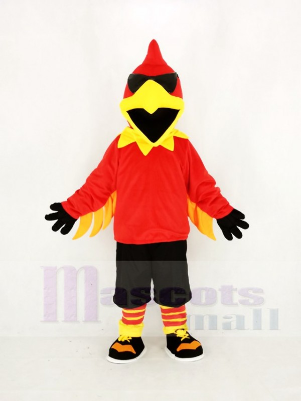 Roche Coq avec Noir Pantalon Mascotte Costume Dessin animé