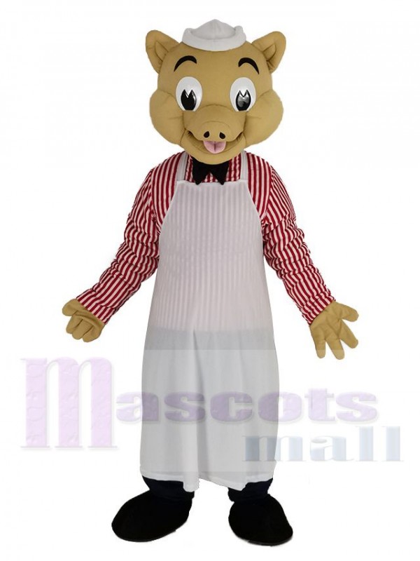 Chef Cochon dans blanc Tablier Mascotte Costume