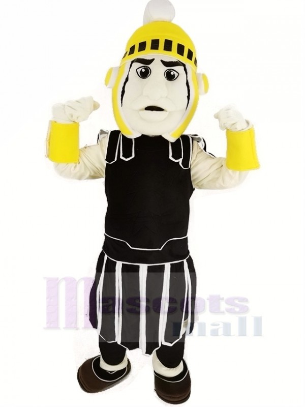 Noir et Jaune Titan spartiate Sparty Mascotte Costume Gens