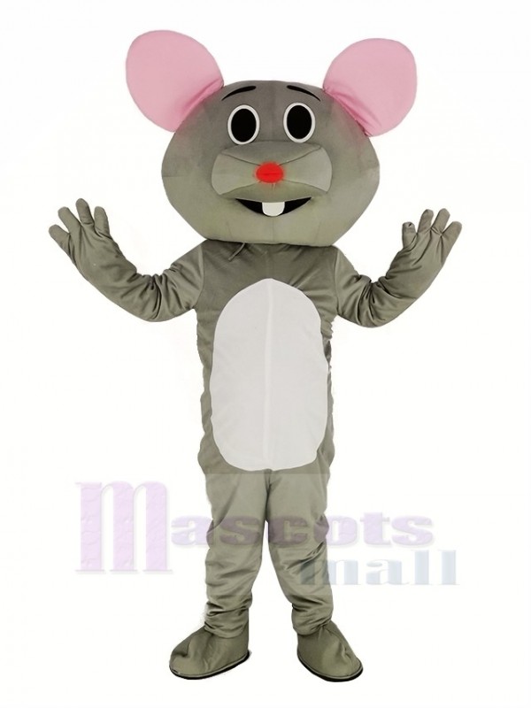 gris Souris avec rouge Nez Mascotte Costume