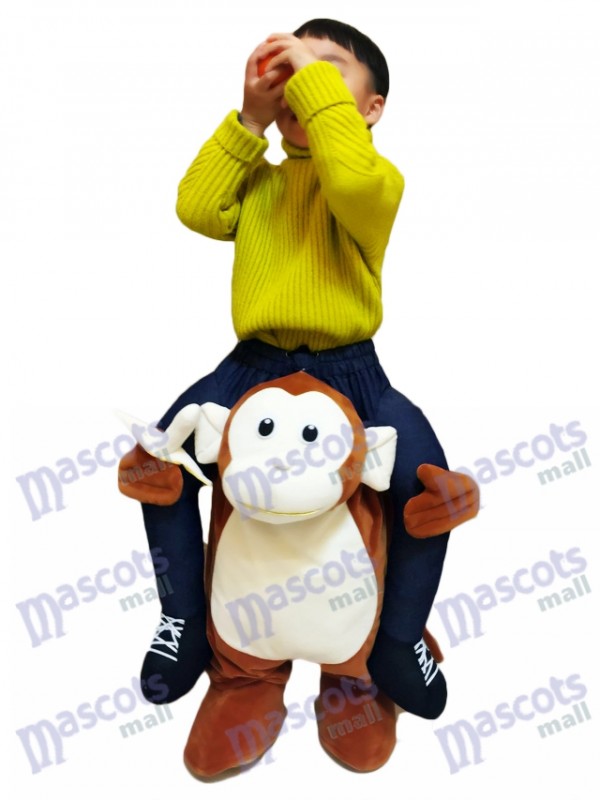 Singe Piggyback Carry Me Ride Singe brun avec un costume de mascotte Banana For Kid