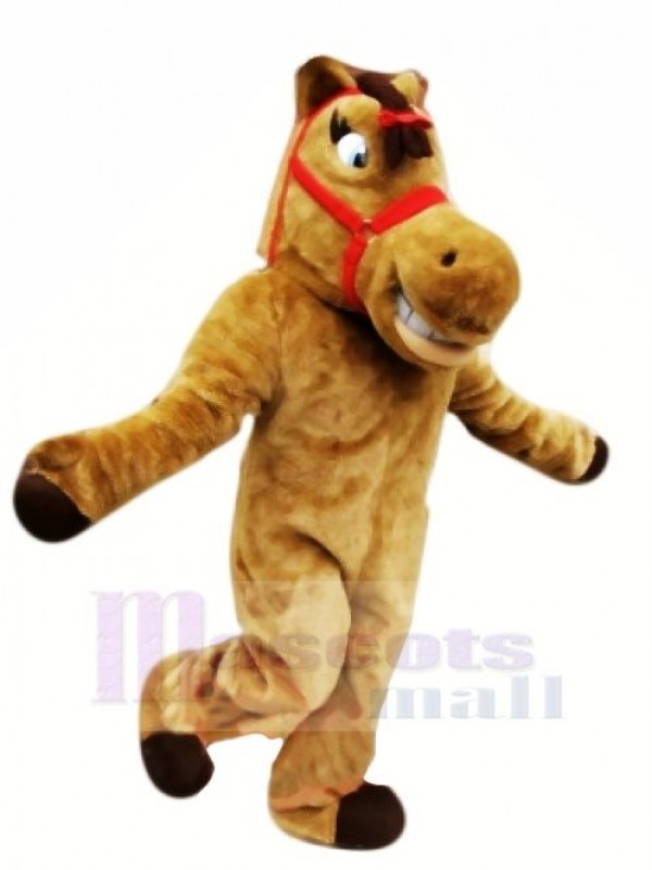 Mignonne marron Cheval Mascotte Les costumes Dessin animé