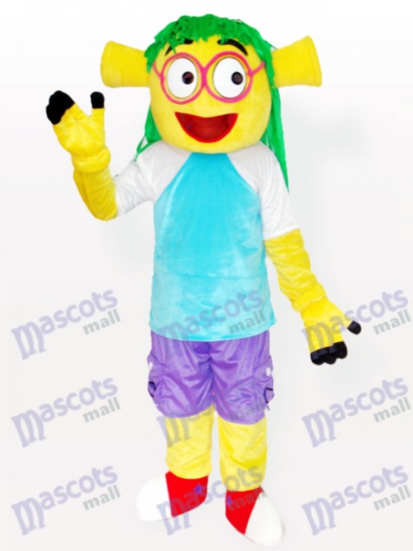 Sourire Wen Dudu robe bleue Costume de mascotte adulte