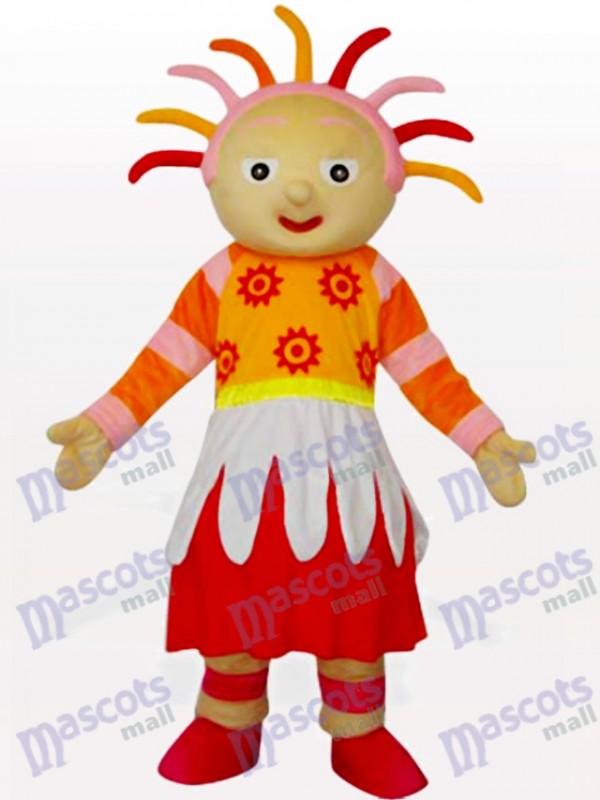 Costume de mascotte de dessin animé de soleil brillant fille