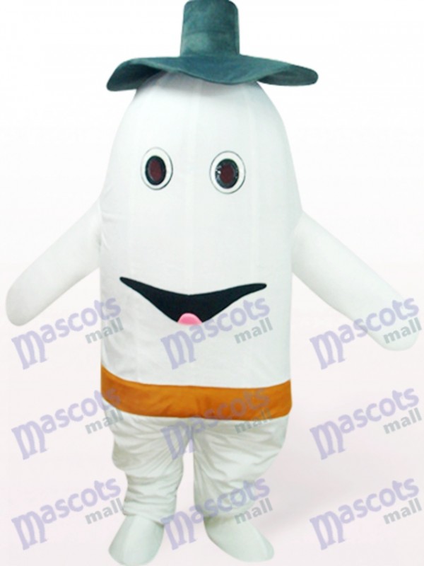 Dent en costume de mascotte de dessin animé blanc