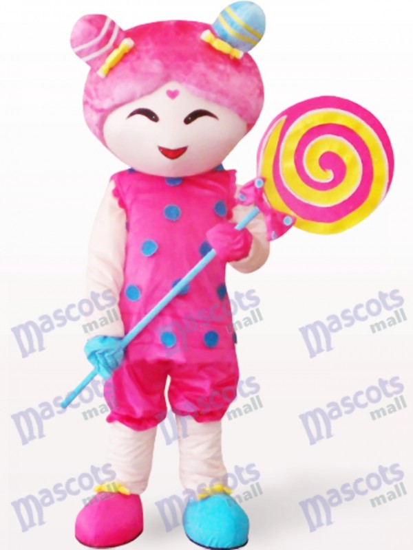 Costume de mascotte adulte de dessin animé de fille de sucrerie