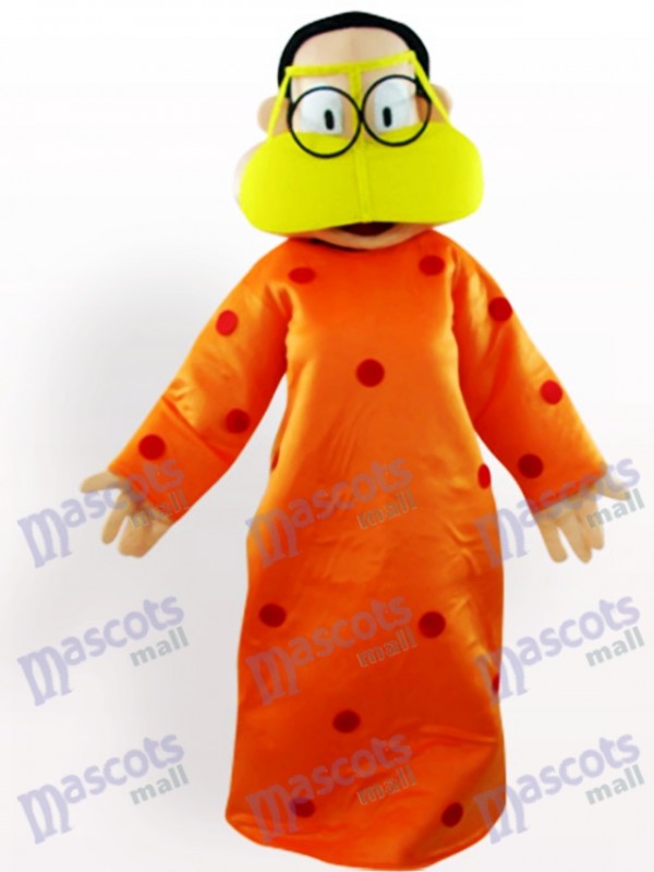 Grosse femme en costume orange de mascotte adulte de vêtements de dessin animé