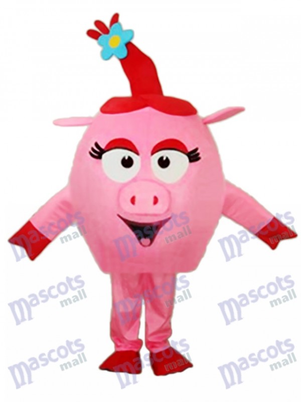 Déguisement de mascotte ronde de cochon rouge Animal