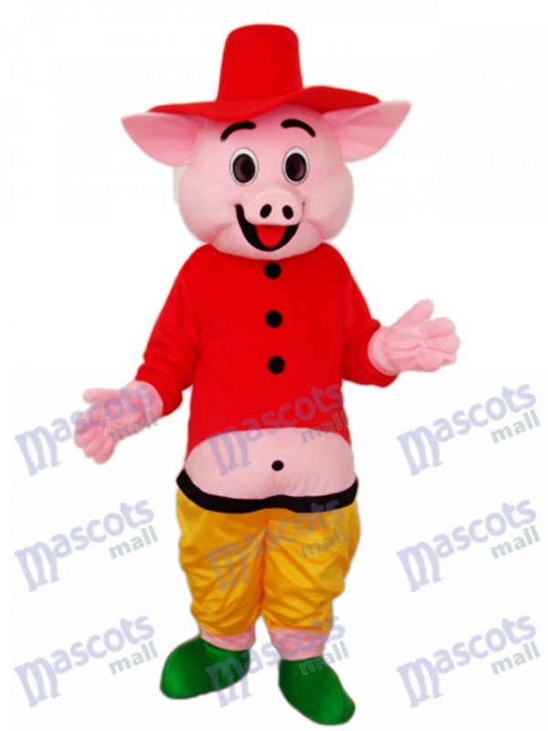 rouge Chapeau Cochon Mascotte Costume Adulte Animal