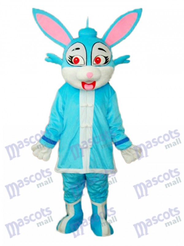 Lapin bleu de Pâques en costume mascotte rembourré Costume adulte