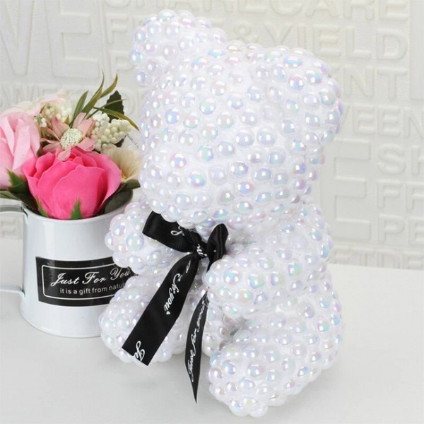 Exclusive  White Pearl  Rose Teddy Bear  Best Gift  for Mother's Day, Valentine's Day, Anniversary, Weddings and Birthday