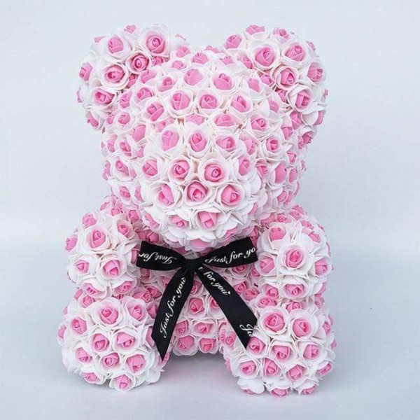 Nouveau style Rose Ours en peluche rose Fleur Ours Meilleur cadeau pour la fête des mères, la Saint-Valentin, les anniversaires, les mariages et les anniversaires