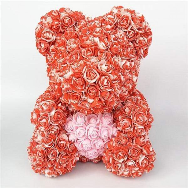 Nouveau style rouge Ours en peluche rose Fleur Ours avec Coeur rose Meilleur cadeau pour la fête des mères, la Saint-Valentin, les anniversaires, les mariages et les anniversaires