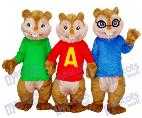 Alvin Simon et Theodore Tamia Mascotte Costume adulte Animal