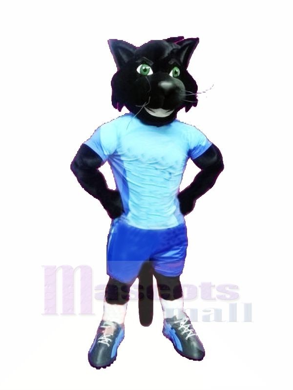 sport Noir Chat Mascotte Les costumes Dessin animé