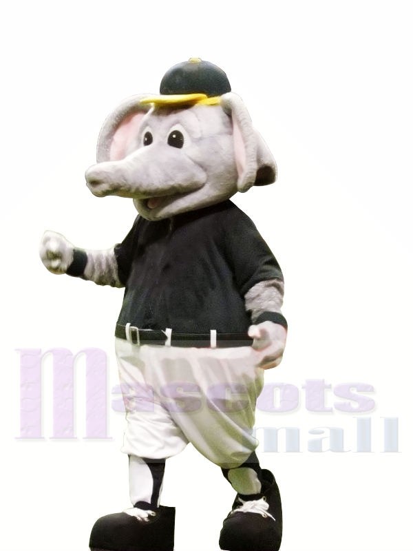 sport l'éléphant avec Jaune Chapeau Mascotte Les costumes Animal
