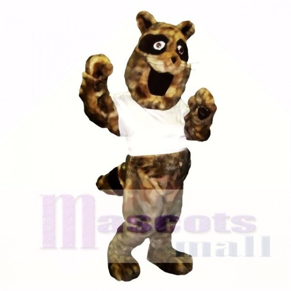 sport Raton laveur avec blanc Chemise Costumes De Mascotte Dessin animé