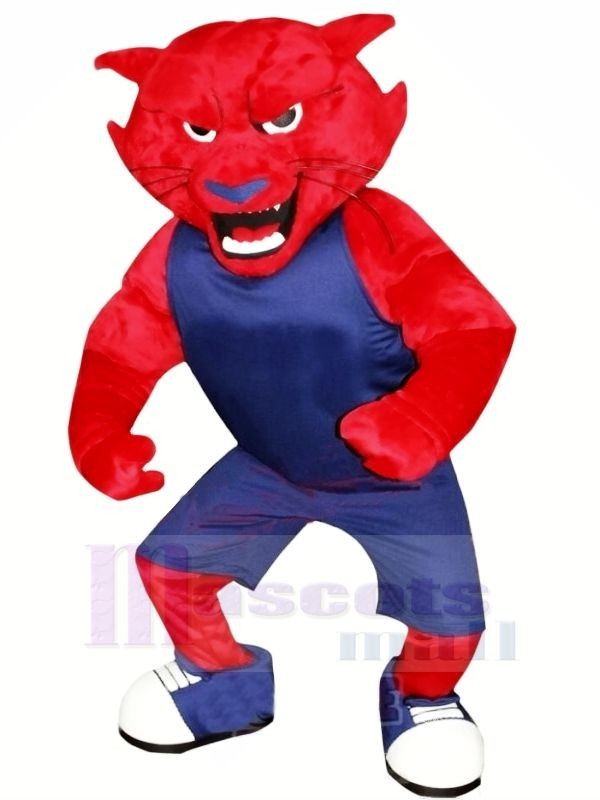 rouge Léopard Mascotte Costume Dessin animé
