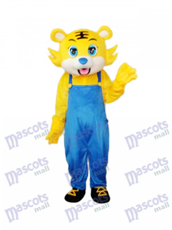 Tigre jaune en bleu Costume adulte mascotte