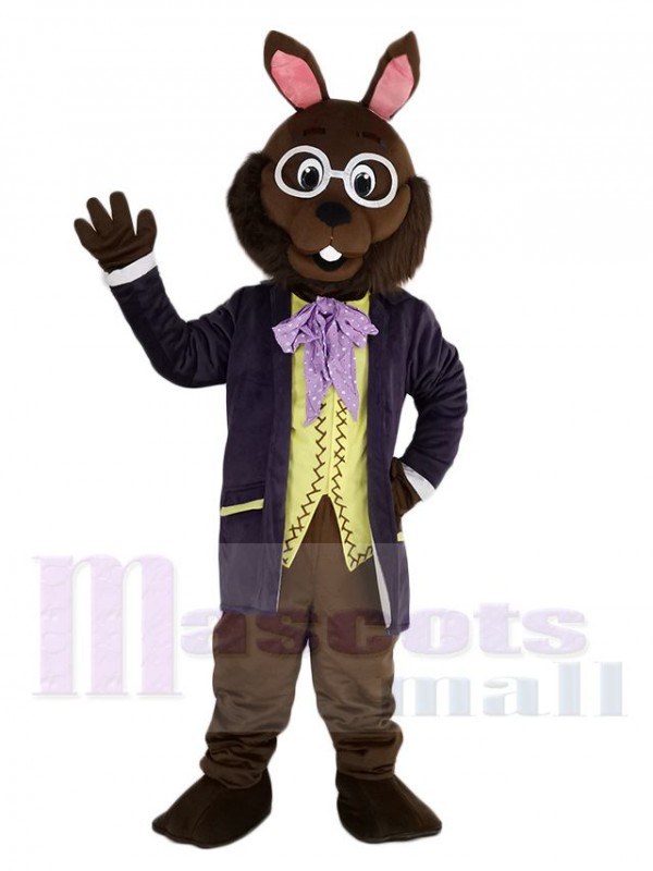 Mr.Bunny Lapin dans Violet Smoking Mascotte Costume Animal