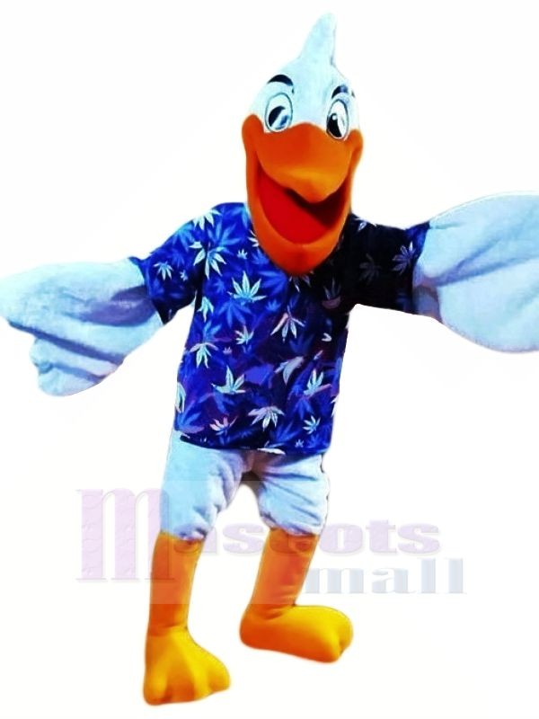 Heureux Bleu Pélican Mascotte Les costumes Pas cher