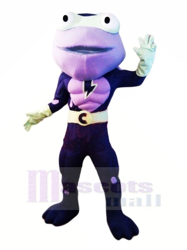 héros Violet La grenouille Mascotte Les costumes Dessin animé