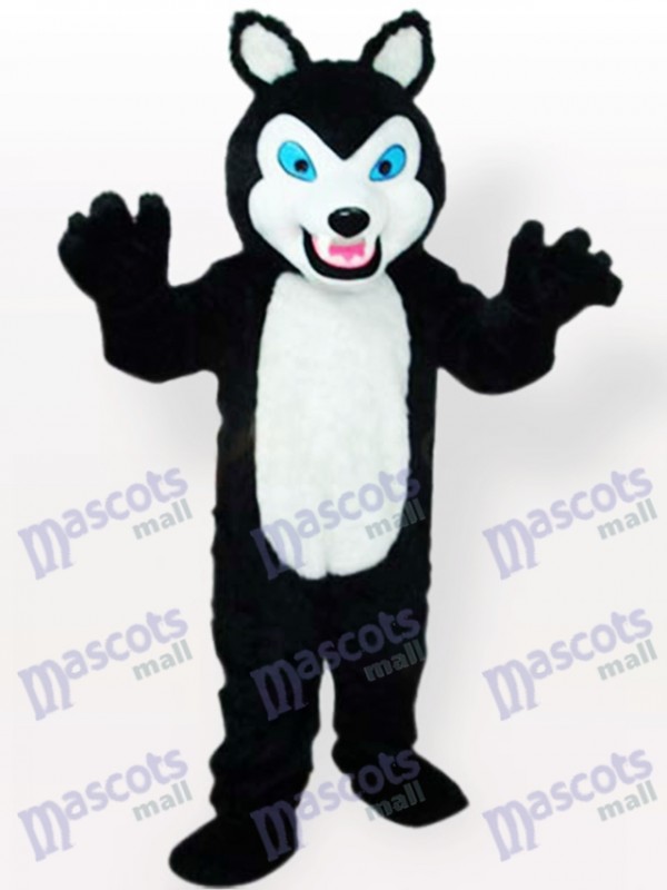 Petit loup noir avec des dents grimaçant Costume de mascotte adulte animal